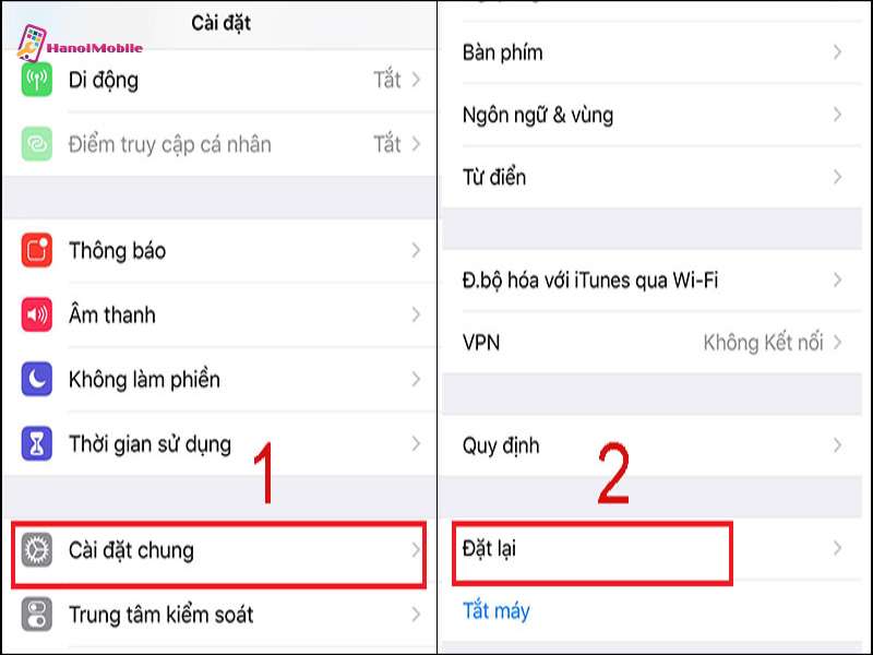 Đặt lại điện thoại